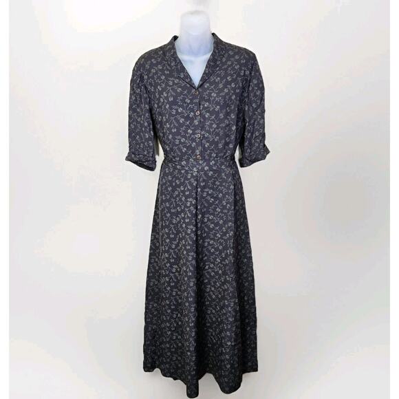 Sundance Womens 10 Silk Floral Maxi Dress Retro Botanical Palm Tree Belted Green - Picture 2 of 16